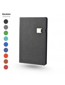 İZNİK - Metal Tokalı Tarihsiz Termo Deri Kapaklı 13x21 cm Promosyon Defter